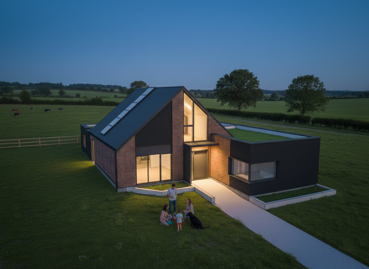 Front render of the new dormer bungalow at Lowood, Belbroughton Road, Clent, designed by Lapworth Architects near Bromsgrove.